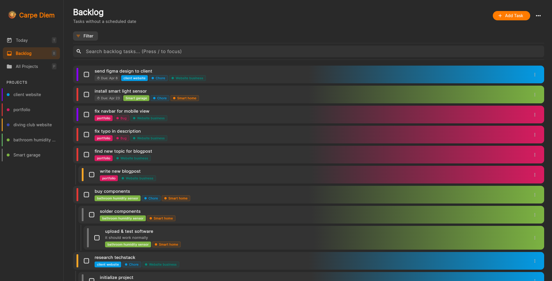 Carpe Diem voorbeeld