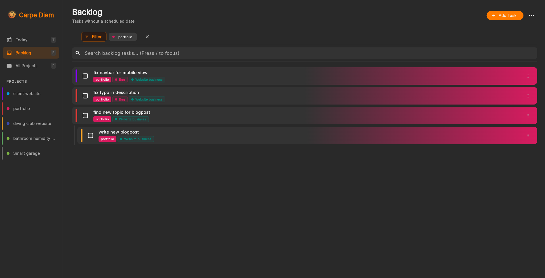 Carpe Diem voorbeeld