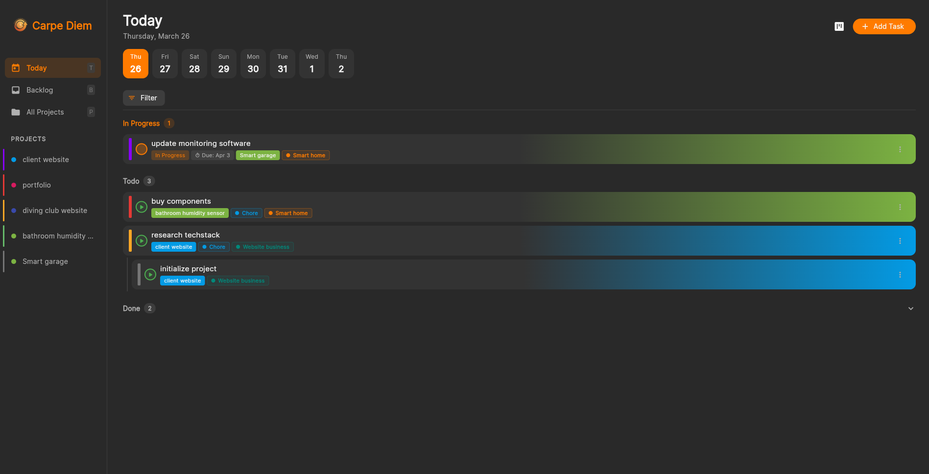 Carpe Diem voorbeeld