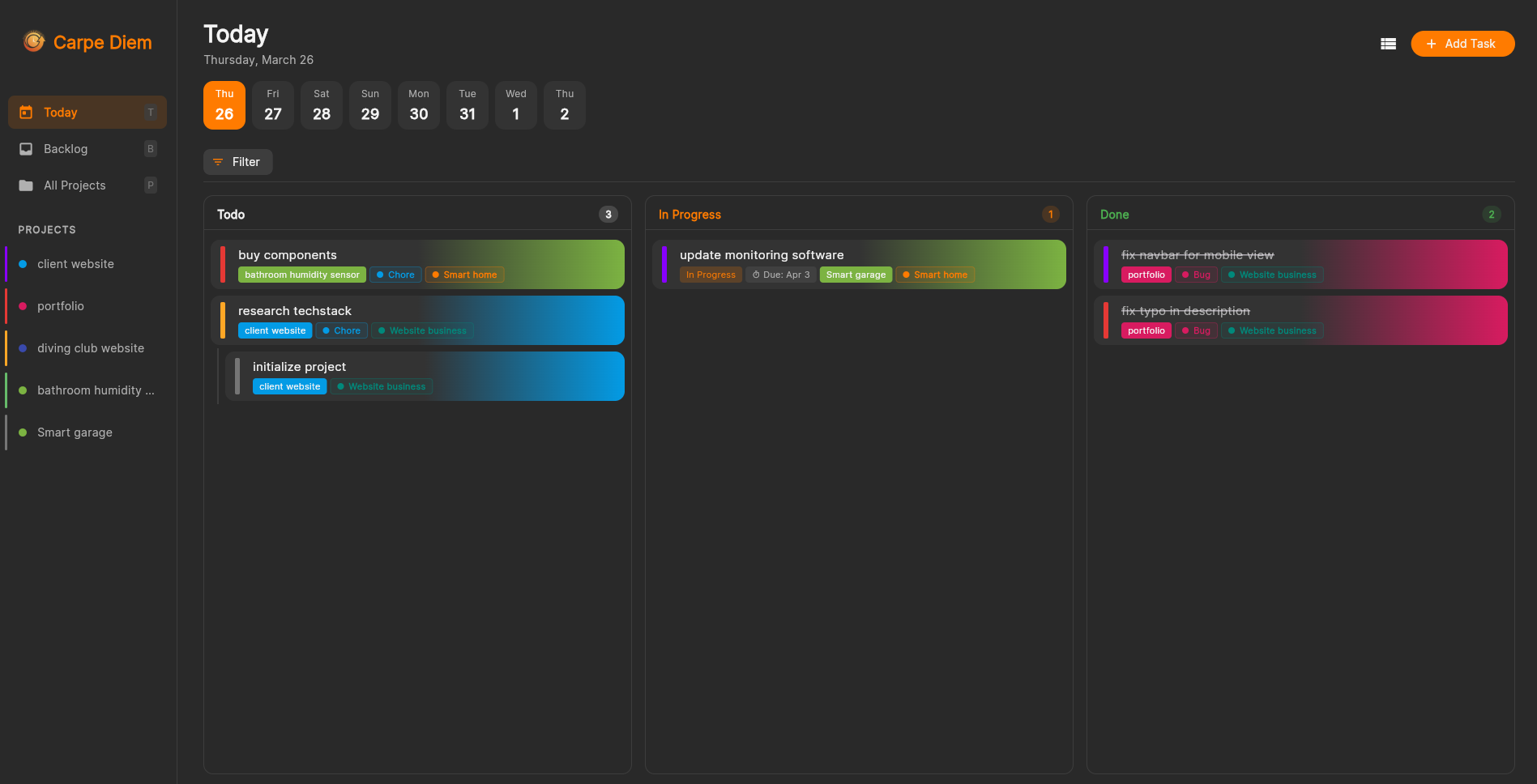 Carpe Diem voorbeeld