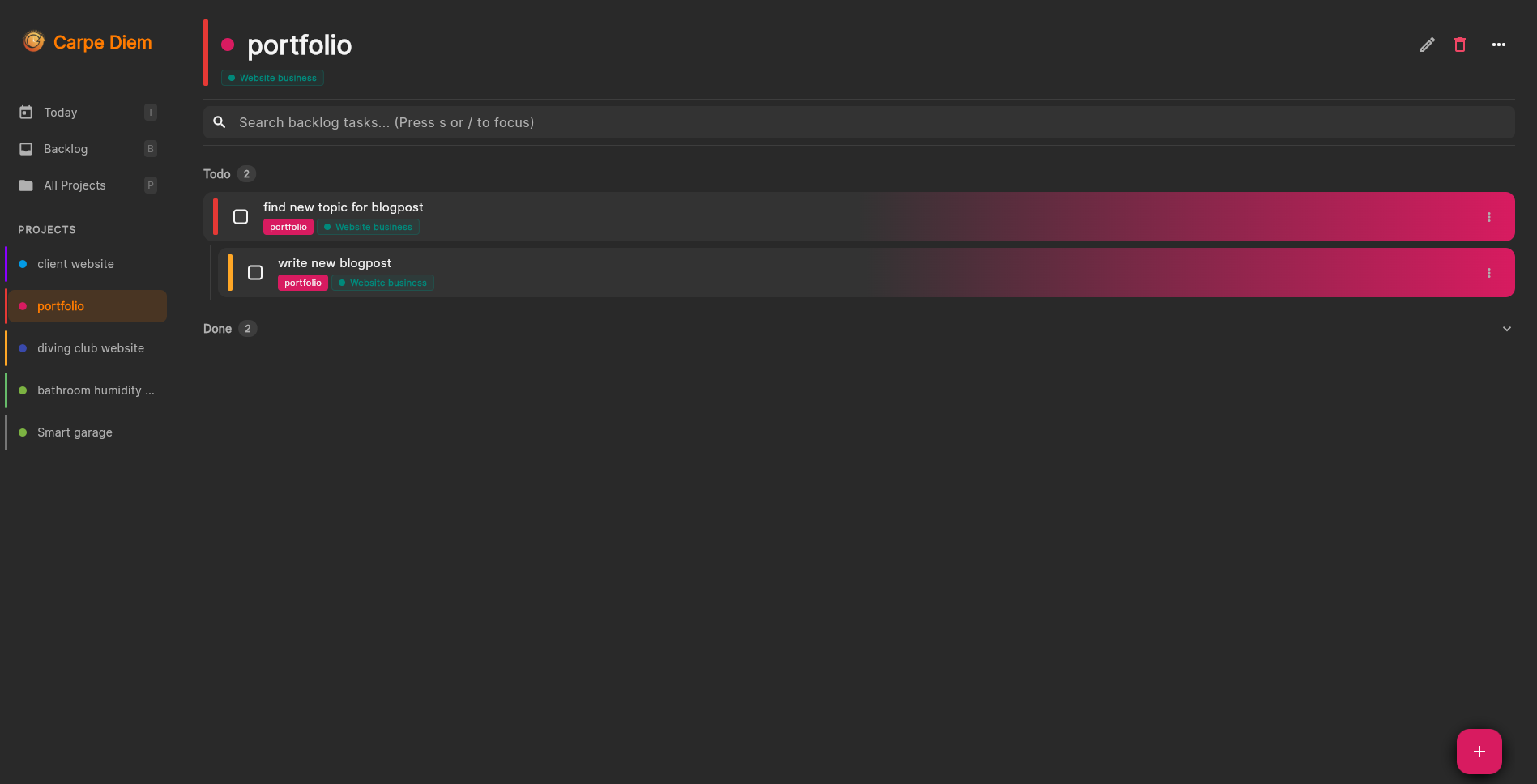 Carpe Diem voorbeeld