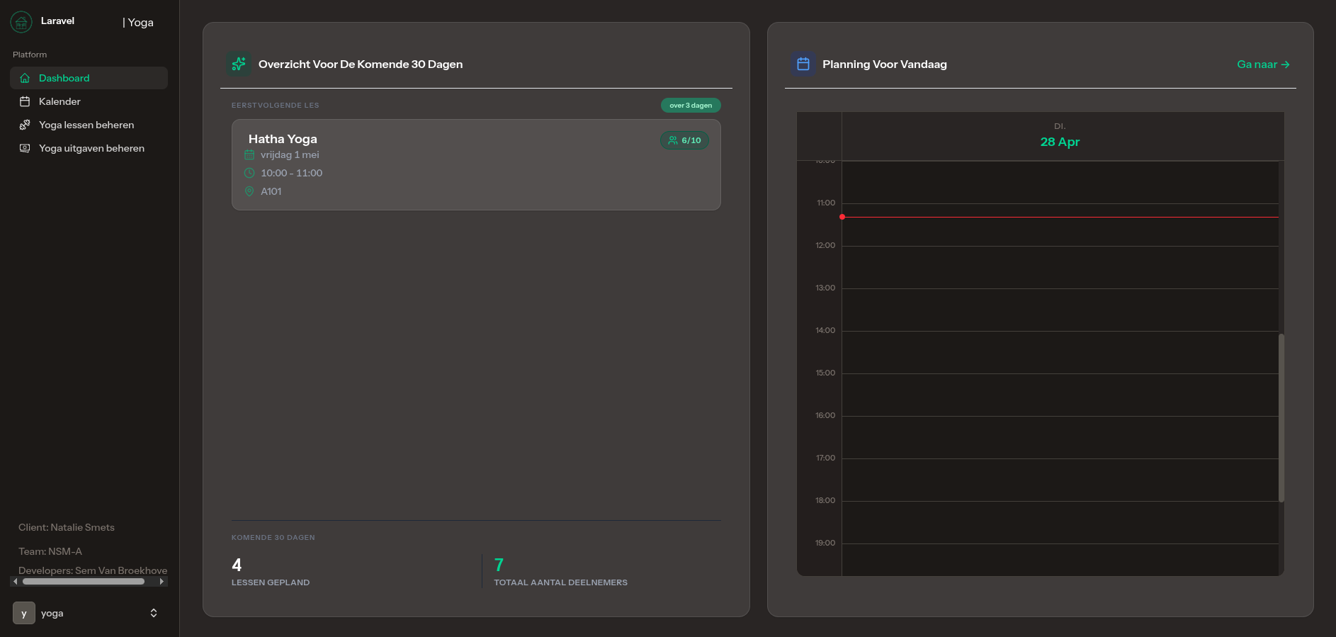 Yoga Dashboard